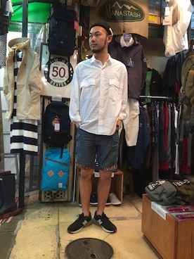 「PORTER CLASSIC（ポータークラシック）のアイテム」を使った、すずき ともたかさん（メンズ・183cm）の春コーディネート