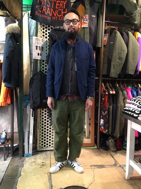 「WILD THINGS（ワイルドシングス）のアイテム（ダウンベスト）」を使った、すずき ともたかさん（メンズ・183cm）の秋コーディネート