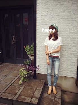 「Rodeo Crowns（ロデオクラウンズ）のアイテム（ハンチング/ベレー帽）」を使った、akaponさん（レディース・162cm）の夏コーディネート