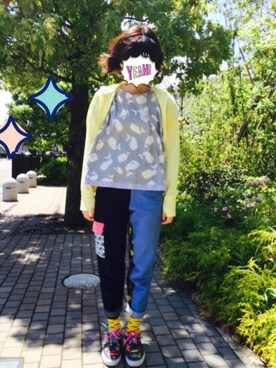 「NIRAME.CO（ニラメッコ）のアイテム（パンツ）」を使った、まるこさん（レディース・164cm）の春コーディネート