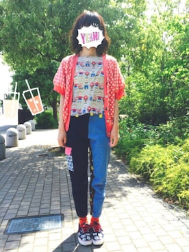 「NIRAME.CO（ニラメッコ）のアイテム（パンツ）」を使った、まるこさん（レディース・164cm）の春コーディネート