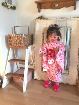 「MIKI HOUSE（ミキハウス）のアイテム（浴衣）」を使った、amiamiさん（キッズ・80cm）の夏コーディネート