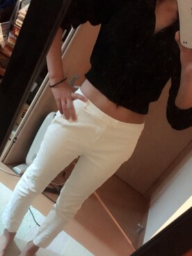 「WHITE（ホワイト）のアイテム（パンツ）」を使った、なすびさん（レディース・153cm）の秋コーディネート