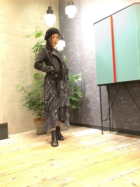 「大人シンプル」｜「アイテム（ライダースジャケット）」を使った、yasshyさん（レディース・155cm）の秋コーディネート