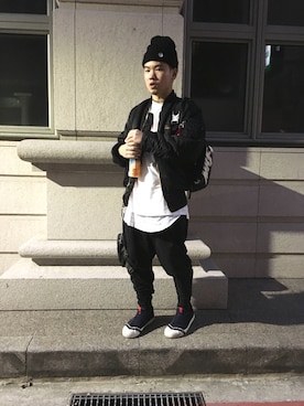「Alpha Industries（アルファインダストリーズ）のアイテム（フォーマルスーツ/小物）」を使った、andyさん（メンズ・165cm）の春コーディネート