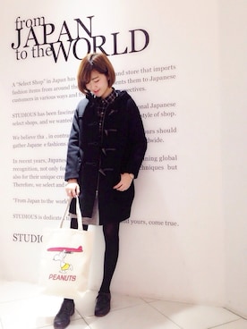 「STUDIOUS（ステュディオス）のアイテム（ダッフルコート）」を使った、E  M  Iさん（レディース・165cm）の冬コーディネート