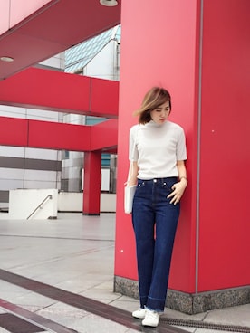 「ハイネックトップス」｜E  M  Iさん（レディース・165cm）の冬コーディネート