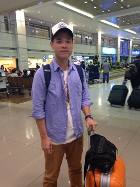 「GLOBAL WORK（グローバルワーク）のアイテム（シャツ/ブラウス、ブルー系）」を使った、alanchenさん（メンズ・171cm）の夏コーディネート