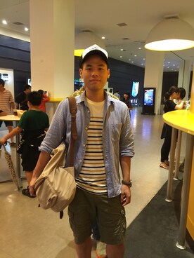 「roots（ルーツ）のアイテム」を使った、alanchenさん（メンズ・172cm）の夏コーディネート