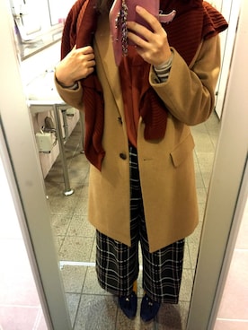 「テラコッタ」｜「アイテム（チェスターコート）」を使った、cntty9017さん（レディース・161cm）の秋コーディネート