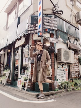「Choucas」｜「アイテム（ピーコート）」を使った、木塔麻さん（レディース・160cm）の秋コーディネート