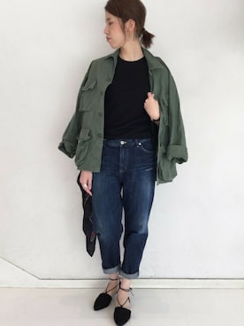 「FRAMeWORK（フレームワーク）のアイテム（パンツ）」を使った、eripoyoさん（レディース・164cm）の春コーディネート