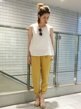 「FRAMeWORK（フレームワーク）のアイテム（トップス）」を使った、eripoyoさん（レディース・164cm）の夏コーディネート