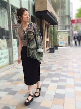 「FRAMeWORK（フレームワーク）のアイテム（スカート）」を使った、eripoyoさん（レディース・164cm）の夏コーディネート