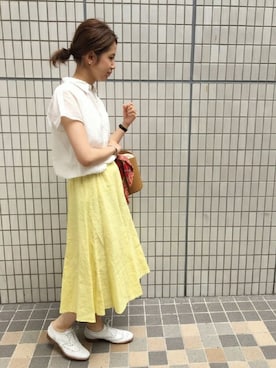 「FRAMeWORK（フレームワーク）のアイテム（スカート）」を使った、eripoyoさん（レディース・164cm）の夏コーディネート