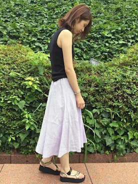 「FRAMeWORK（フレームワーク）のアイテム（スカート）」を使った、eripoyoさん（レディース・164cm）の夏コーディネート