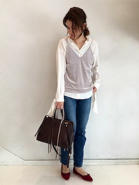 「FRAMeWORK（フレームワーク）のアイテム（バッグ）」を使った、eripoyoさん（レディース・164cm）の秋コーディネート