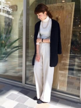 「FRAMeWORK（フレームワーク）のアイテム（カーディガン/ボレロ）」を使った、eripoyoさん（レディース・164cm）の秋コーディネート