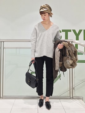 「FRAMeWORK（フレームワーク）のアイテム（パンツ）」を使った、eripoyoさん（レディース・164cm）の冬コーディネート