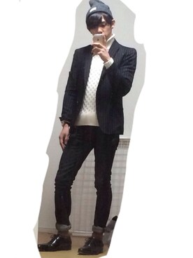 「LOUNGE LIZARD（ラウンジリザード）のアイテム（テーラードジャケット）」を使った、zoochanさん（メンズ・167cm）の冬コーディネート