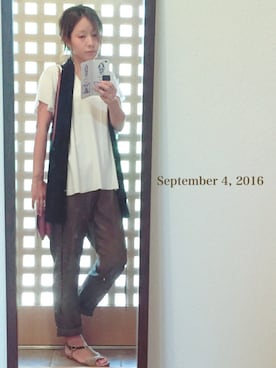 「NETSTAR（ネットスター）のアイテム（Tシャツ/カットソー）」を使った、Tokoさん（レディース・152cm）の秋コーディネート