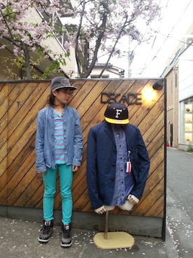 「430（フォーサーティ）のアイテム（キャップ）」を使った、KOTTANさん（キッズ・138cm）の春コーディネート