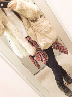 「MOUSSY（マウジー）のアイテム（ノーカラージャケット）」を使った、Ikoma Sachieさん（レディース・157cm）の秋コーディネート