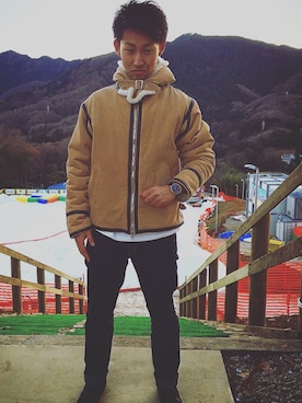 「A BATHING APE（アベイシングエイプ）のアイテム（その他アウター）」を使った、何者/Y.Mさん（メンズ・170cm・20代）の冬コーディネート