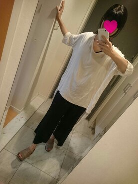 「ZARA（ザラ）のアイテム（その他パンツ、ブラック系）」を使った、ぷうこさん（レディース・155cm）の夏コーディネート