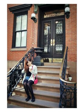 「Abercrombie&Fitch（アバークロンビーアンドフィッチ）のアイテム（カーディガン/ボレロ）」を使った、risaさん（レディース・156cm）の秋コーディネート