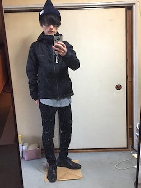 「RAGEBLUE（レイジブルー）の＜トレンドのロング丈＞ワッフルロングカットソー/733404（Tシャツ/カットソー）」を使った、shinotakaさん（メンズ・163cm）の冬コーディネート