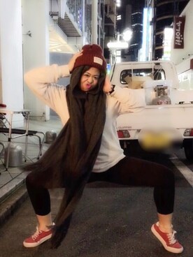 「OZOC（オゾック）のアイテム（ニットキャップ/ビーニー）」を使った、淀さん（レディース・155cm）の秋コーディネート