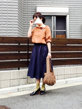 「FRAMeWORK（フレームワーク）のタイプライタータックスカート◆（スカート）」を使った、na.さん（レディース・160cm）の夏コーディネート