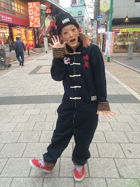 「ROLLING CRADLE（ローリングクレイドル）のアイテム（つなぎ/オールインワン）」を使った、Juuunco.さん（レディース・155cm）の冬コーディネート