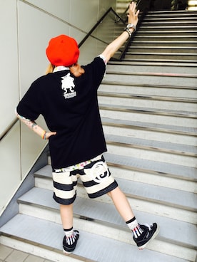 「ROLLING CRADLE（ローリングクレイドル）のアイテム（パンツ）」を使った、Juuunco.さん（レディース・155cm）の夏コーディネート