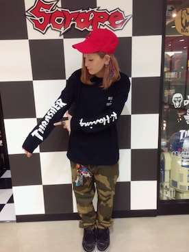 「ROLLING CRADLE（ローリングクレイドル）のアイテム（帽子）」を使った、Juuunco.さん（レディース・155cm）の秋コーディネート