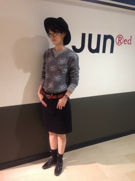 「JUNRED（ジュンレッド）のアイテム（帽子）」を使った、MOTOCHIKAさん（レディース・167cm）の秋コーディネート