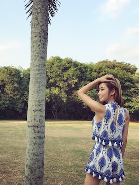 「aliceMcCALL（アリスマッコール）のアイテム（つなぎ/オールインワン）」を使った、Wiyona Yeungさん（レディース・168cm）の夏コーディネート
