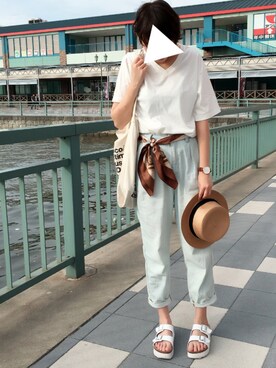 「Daniel Wellington（ダニエルウェリントン）の【Daniel Wellington】レザーバンド３６ＭＭ（アナログ腕時計）」を使った、haruさん（レディース・164cm）の夏コーディネート