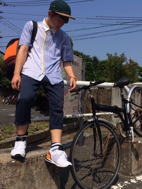 「UU（ユニクロ　アンダーカバー）のアイテム（パンツ）」を使った、ｊさん（メンズ・163cm）の夏コーディネート