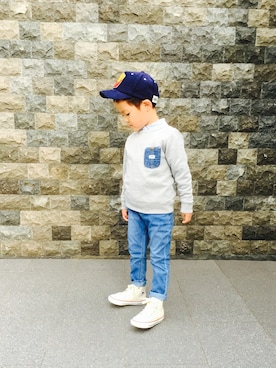 「スウェット×シャツ」｜はちさん（キッズ・110cm）の秋コーディネート