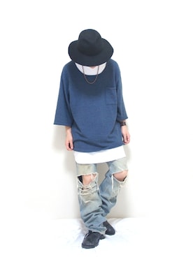 「Pledge（プレッジ）のアイテム（パンツ）」を使った、のぼさん（メンズ・164cm）の春コーディネート