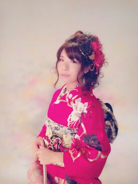 「バラ柄」｜「アイテム（浴衣）」を使った、ayameさん（レディース・168cm）の秋コーディネート
