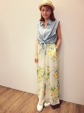 「lovfee」｜「アイテム（つなぎ/オールインワン）」を使った、LOVFEEさん（レディース・155cm）の夏コーディネート