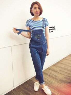 「lovfee」｜「アイテム（オールインワン・サロペット）」を使った、LOVFEEさん（レディース・163cm）の夏コーディネート