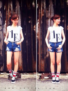 「LOVFEE（ラッフィ）のアイテム」を使った、LOVFEEさん（レディース・168cm）の夏コーディネート