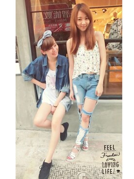 「LOVFEE（ラッフィ）のアイテム」を使った、LOVFEEさん（レディース・159cm）の夏コーディネート