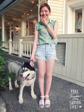 「LOVFEE（ラッフィ）のアイテム」を使った、LOVFEEさん（レディース・163cm）の夏コーディネート