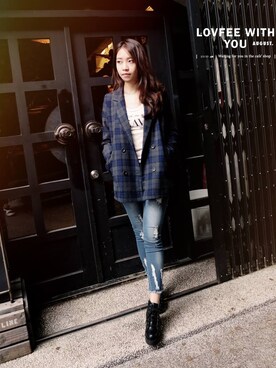 「lovfee」｜「アイテム（ジャケット/アウター）」を使った、LOVFEEさん（レディース・164cm）の秋コーディネート