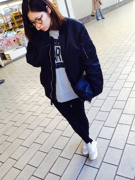 「And A（アンドエー）のアイテム（ブルゾン）」を使った、mmyzabroさん（レディース・164cm）の冬コーディネート